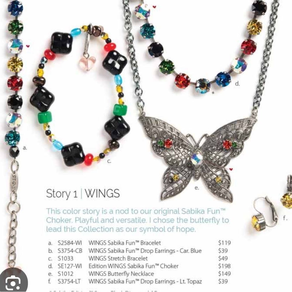 Sabika Silver Butterfly Necklace with Multicolor Accents - Picture 2 of 6